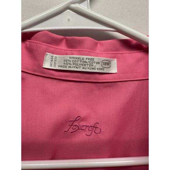 Foxcroft Women Button Up LS Blouse Pink 18W Wrinkle Free - Picture 4 of 5